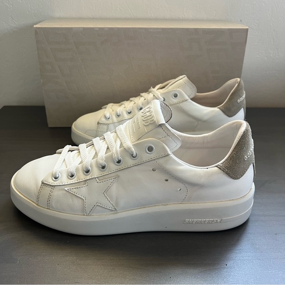 Golden Goose Pure Stars White with Taupe Suede Heel Size 39 - Picture 3 of 13
